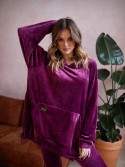 Set jambiere din velur + hanorac oversize, prune TS07 - Magazin online - Boutique